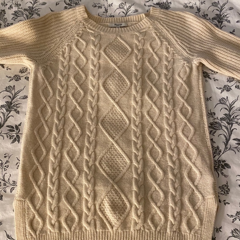 Madewell Cable Front Merino Wool Sweater